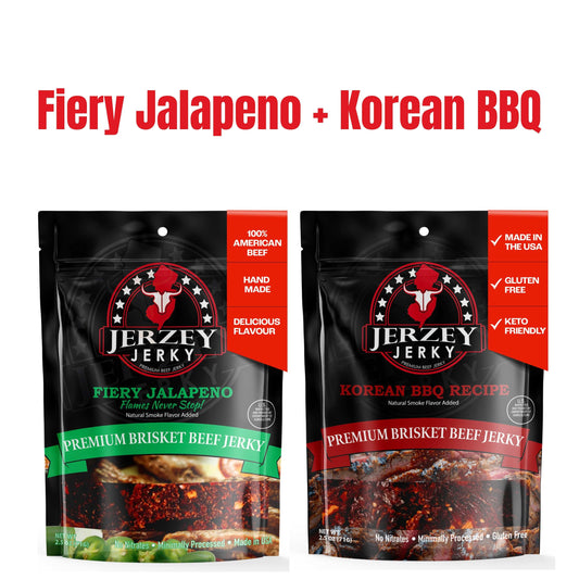 Beef Jerky - Fiery Jalapeno + Korean BBQ