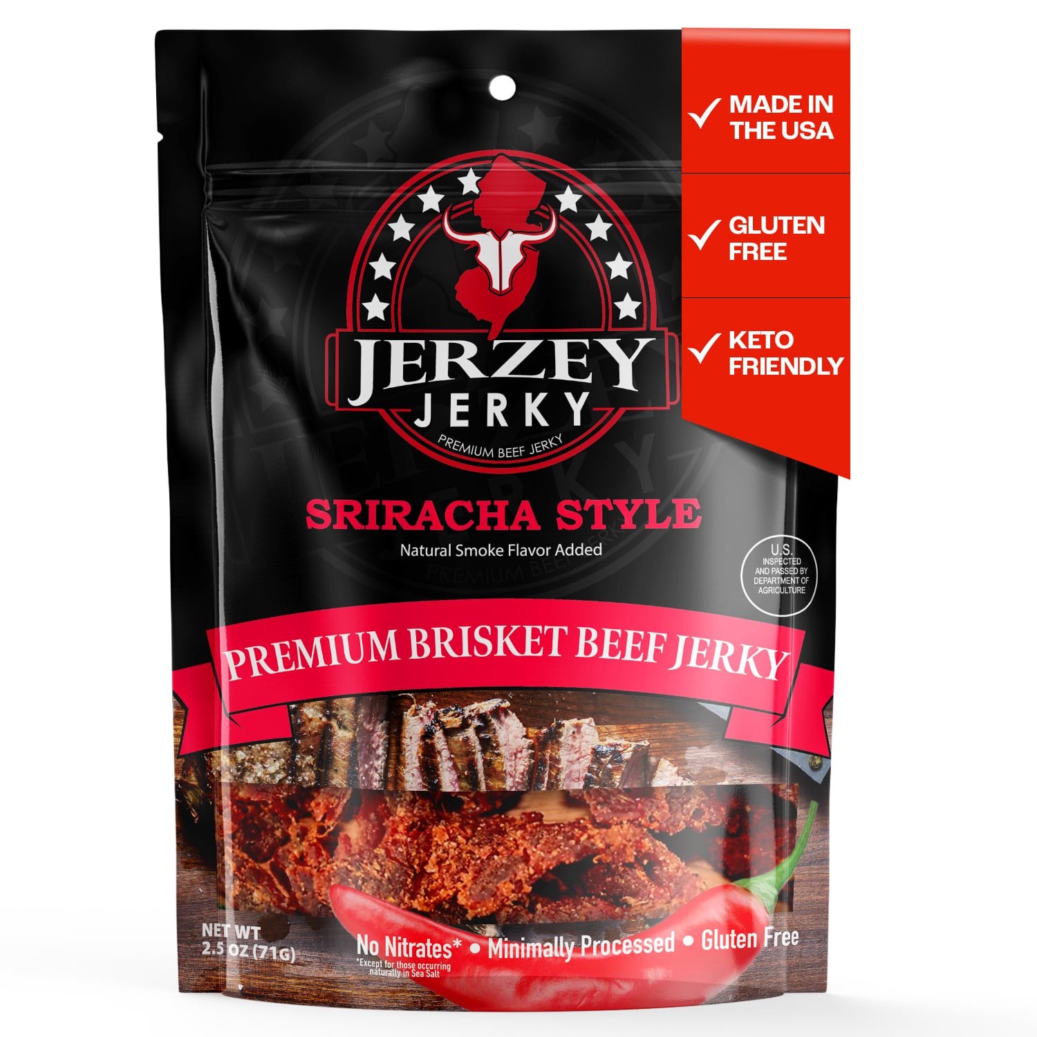 Sriracha Style Beef Jerky - Brisket| Jerzey Jerky