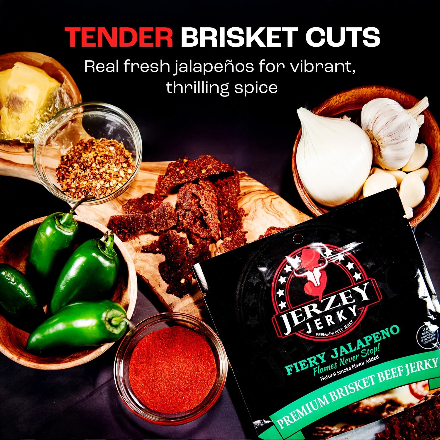 Fiery Jalapeño Beef Jerky - Brisket | Jerzey Jerky