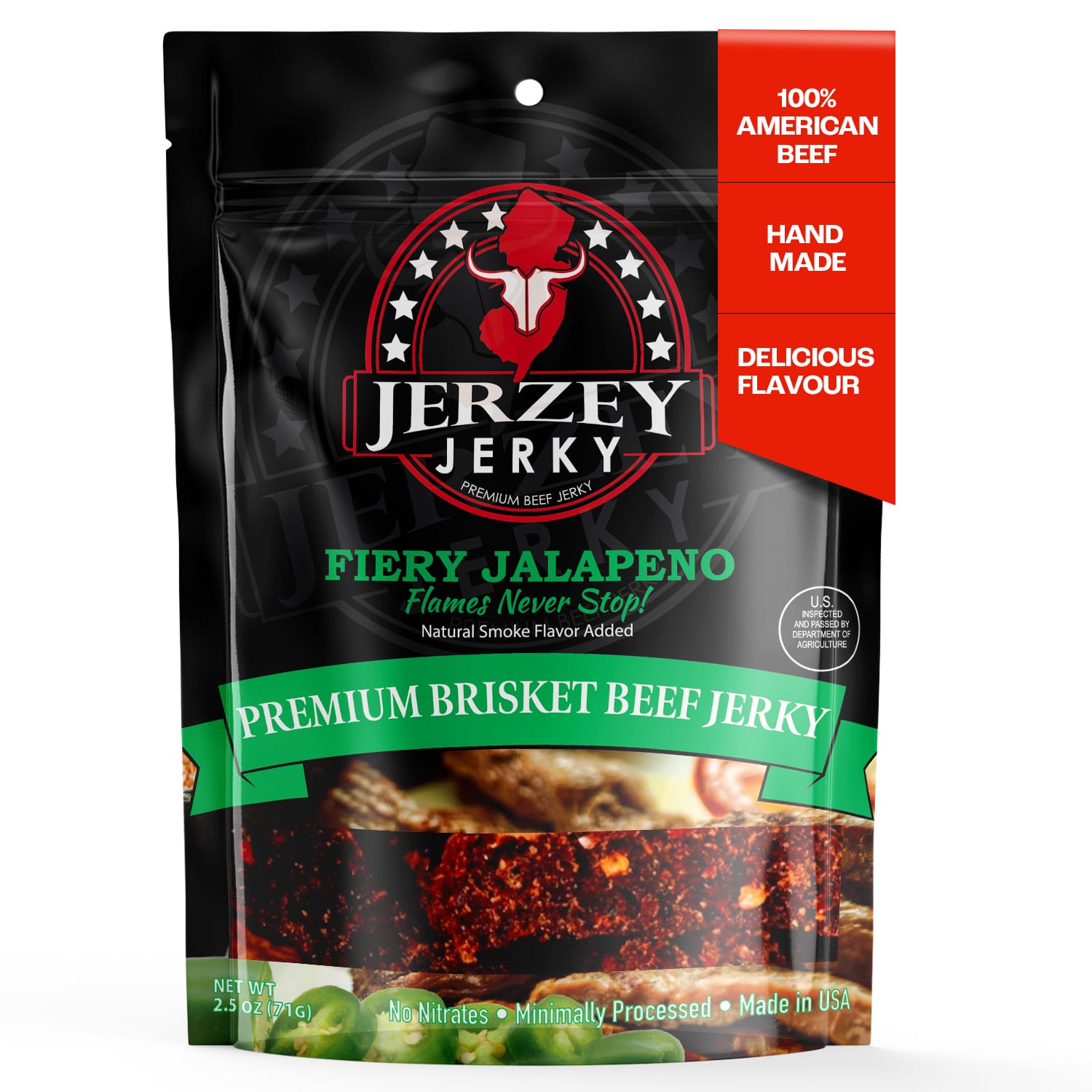 Fiery Jalapeño Beef Jerky - Brisket | Jerzey Jerky
