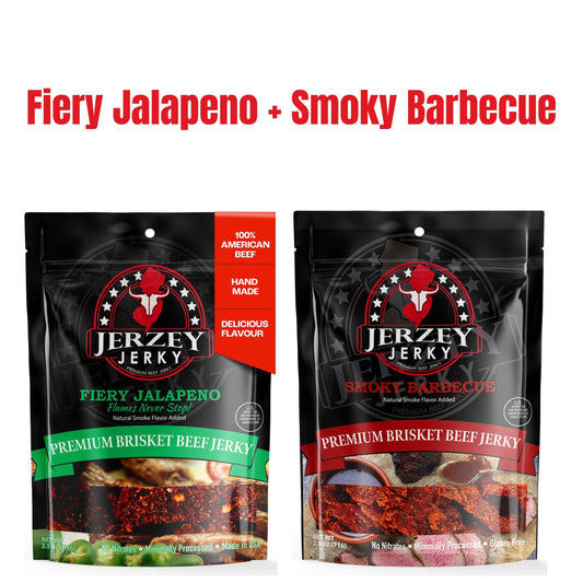 Beef Jerky - Fiery Jalapeno + Smoky Barbecue