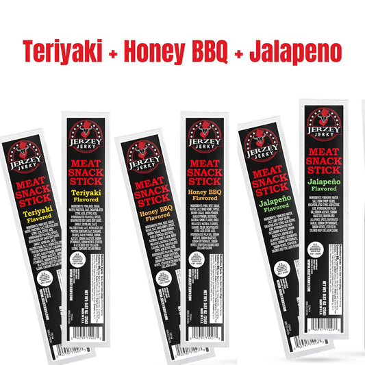 Meat Snacks Sticks - Teriyaki + Honey BBQ + Jalapeno