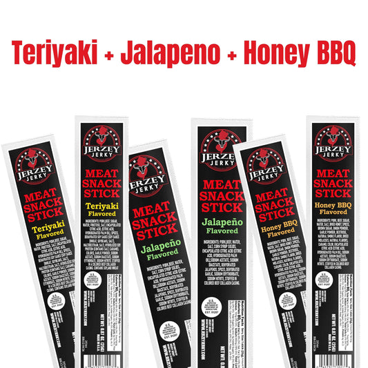 Meat Snacks Sticks - Teriyaki + Jalapeno + Honey BBQ